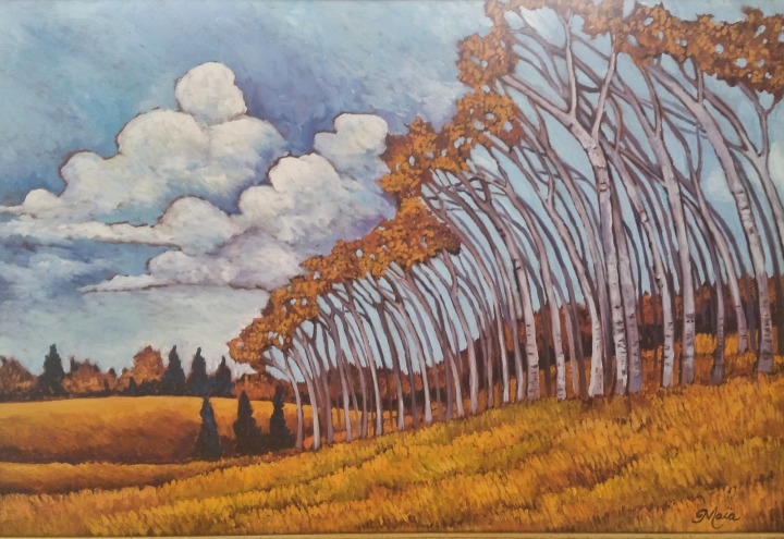 Leaning Aspens by Maia Leisz (Oil Painting)