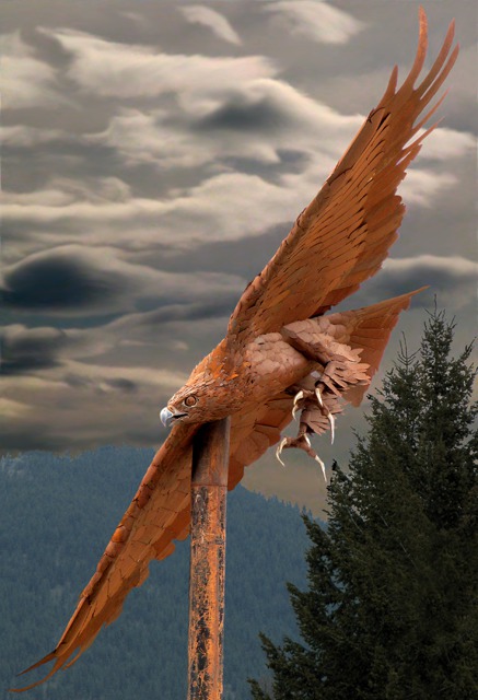 One Ton, Forty-Foot Wing Span Eagle on a Stick in Libby MT