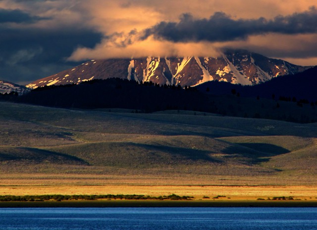 Cloud Shrouded Mountain in the Gravelly Range at Sundown