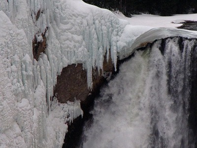 Yellowstone River Lower Falls With Hanging Ice Detail