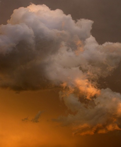 Cumulus Cloud Backlit with Orange Highlights