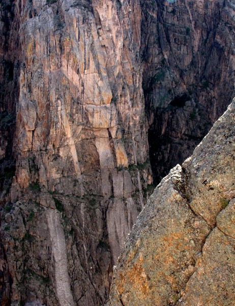 Canyon Wall Layers Turned Vertical in Black Canyon of the Gunnison National Park CO