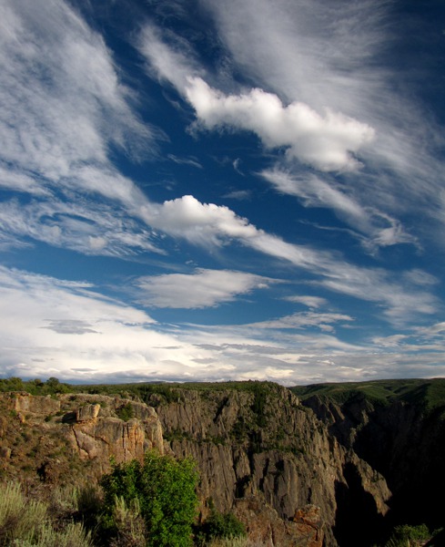 Clouds over Canyon Rim at Evening in Black Canyon of the Gunnison National Park CO