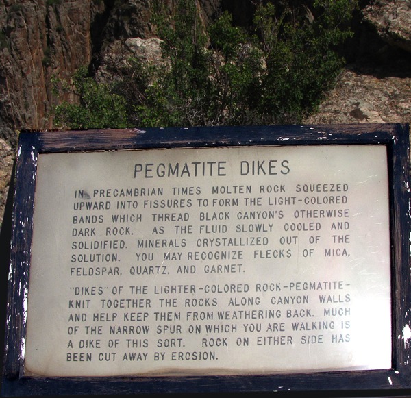 Pegmatite Dike Sign at Devil's Lookout