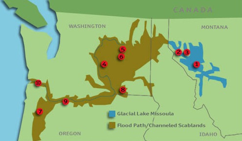 Map of Lake Missoula Flood Area