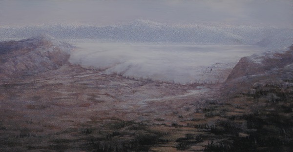 Artist's Drawing of Lake Missoula Flood Being Unleashed