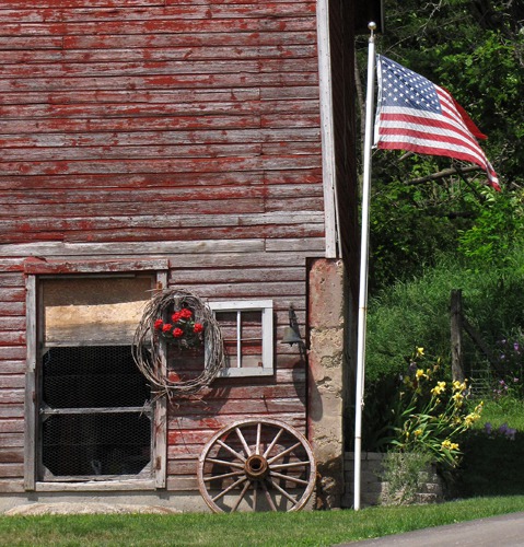 Pure Americana - Red Barn, American Flag