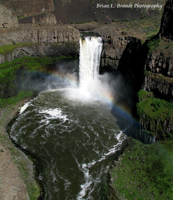 Palouse Falls With Basin and Rainbow