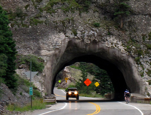 Jeep Meets Bikes at a Road Tunnel on US HWY 550