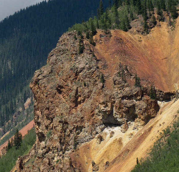 Red Outcrop Northeast of Silverton CO Looking North Toward Red Mountain Pass