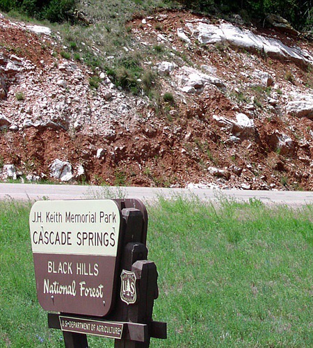 Red Rocks and Gypsum at J.H. Keith Memorial Park on Cascade Creek SD