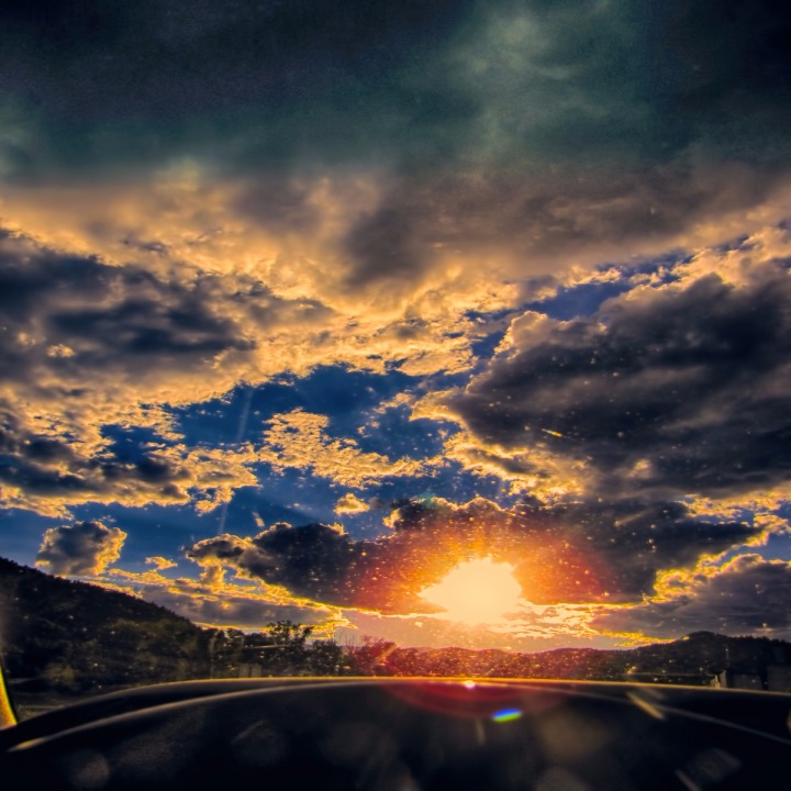 Sun Drops on a Bug Splattered Windshield