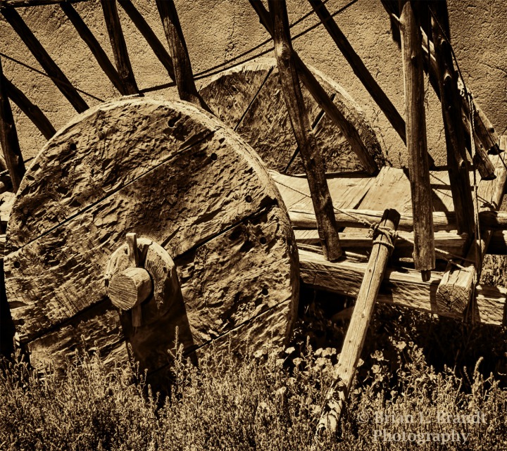 Solid Wood Oxcart Wheel at Martinez Hacienda