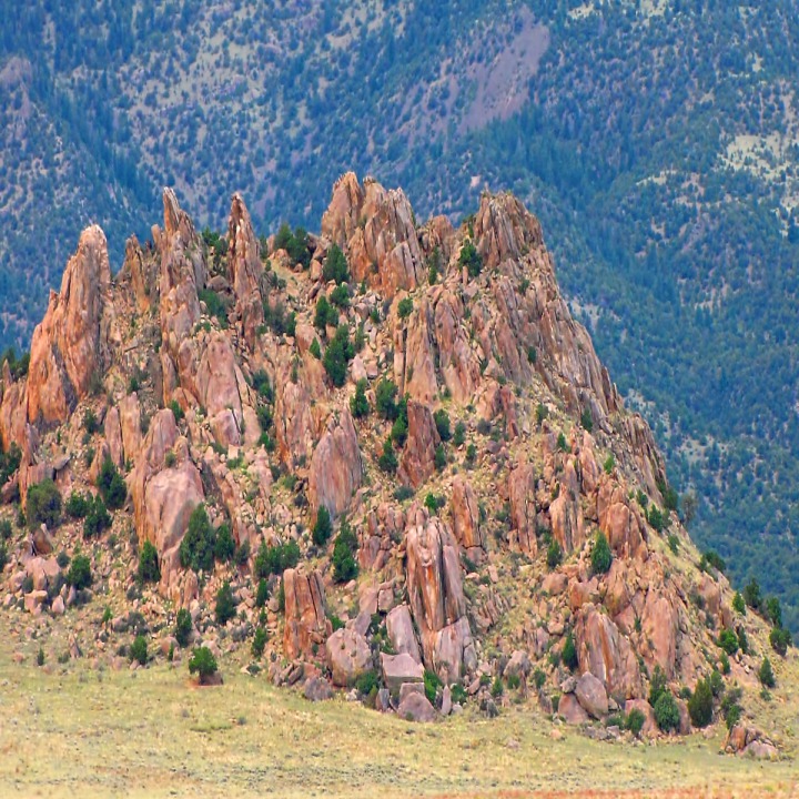 Jagged Rock Pile Near the Base of Rio Grande National Forest Mountains West of CO HWY 285