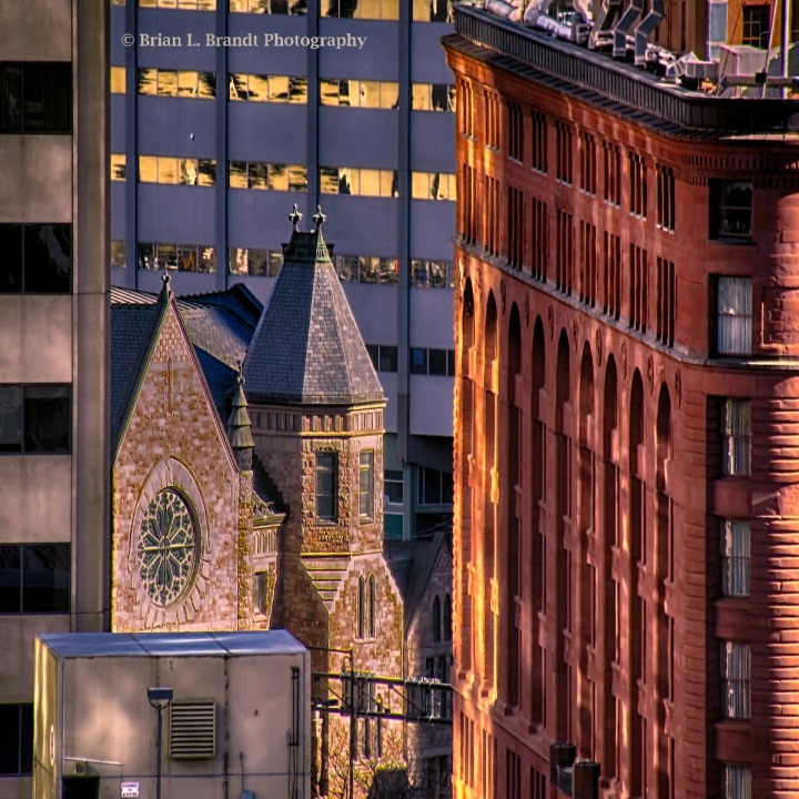 Peek at Trinity United Methodist Church next to the Brown Palace Hotel